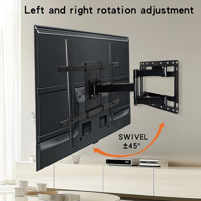 DYZJREL Full Motion TV Wall Mount for 32-65 Inch TVs, VESA Compatible, 100 lbs Weight Capacity, Adjustable Tilt & Swivel, Easy Centering & Quick Installation