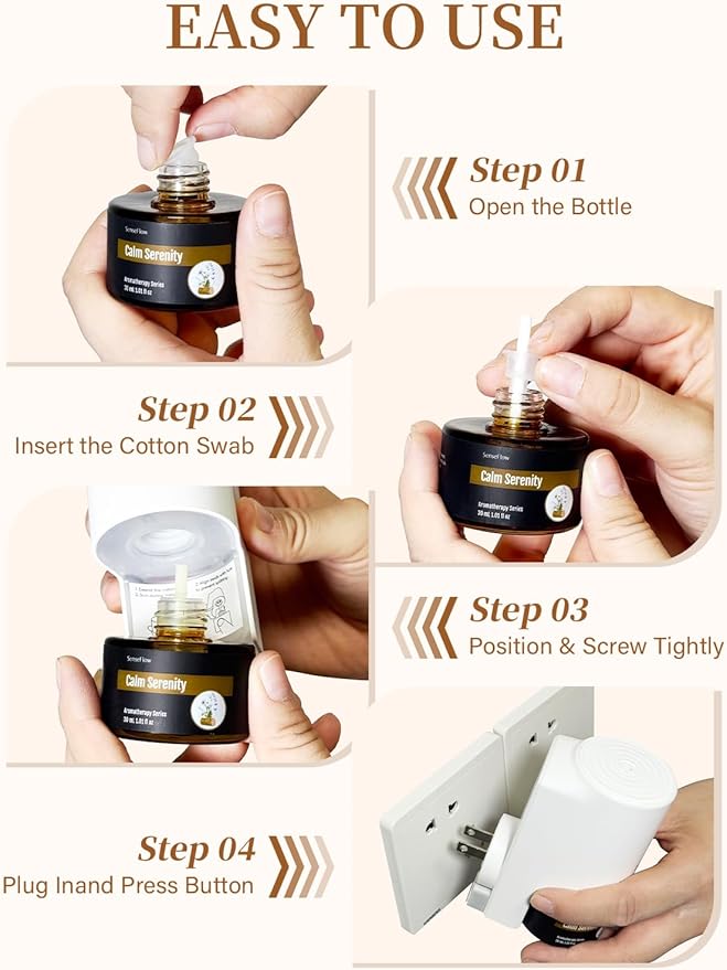 SF101 Pro Waterless Essential Oil Diffuser, Plug in Aromatherapy Diffuser & Non-Toxic air Freshener, 120-Day Natural Aroma Mist, Covers 1000 Sq Ft- Free 30ml Calm Serenity