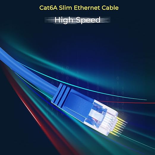 Rapink Patch Cables Cat6a 2ft (24 Pack) Slim, Cat6a Ethernet Patch Cable 10G Support, Snagless Cat 6 Patch Cable for Patch Panel to Switch, Flexiable Cat 6a Ethernet Cable with Gold Plated