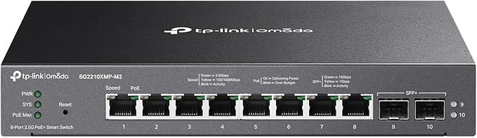 TP-Link SG2210XMP-M2 Omada 8-Port 2.5GBASE-T and 2 10GE SFP+ Smart Switch by TP-Link