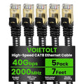 Cat 8 Ethernet Cable Flat 7 FT 5Pack, High Speed 40Gbps 2000Mhz Braided by EthernetCable