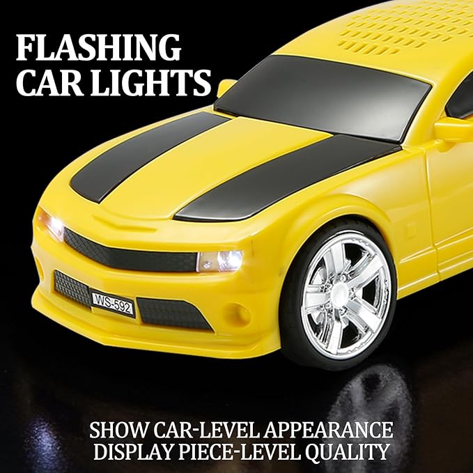 WSTER Classic Sports Car Model Bluetooth Speaker, Portable Wireless Outdoor Speaker with HD Sound, TWS Pairing, Truck Bluetooth Speaker, Parties & Home Audio (Yellow)
