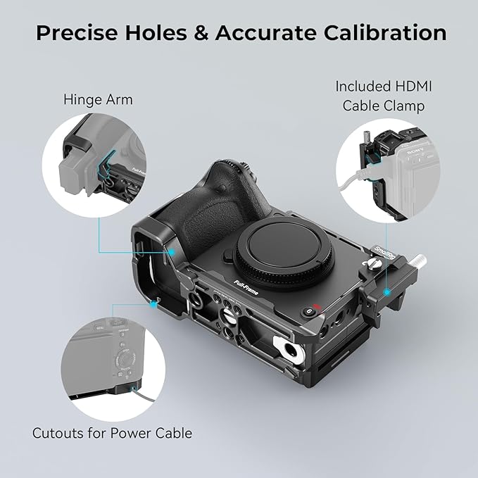 SmallRig Cage for Sony FX30 FX3 FX3A with Cable Clamp for HDMI, Classic Bright Black Surface, Included Cold Shoe and NATO Rail, Modular Design Compatible with Original XLR Handle