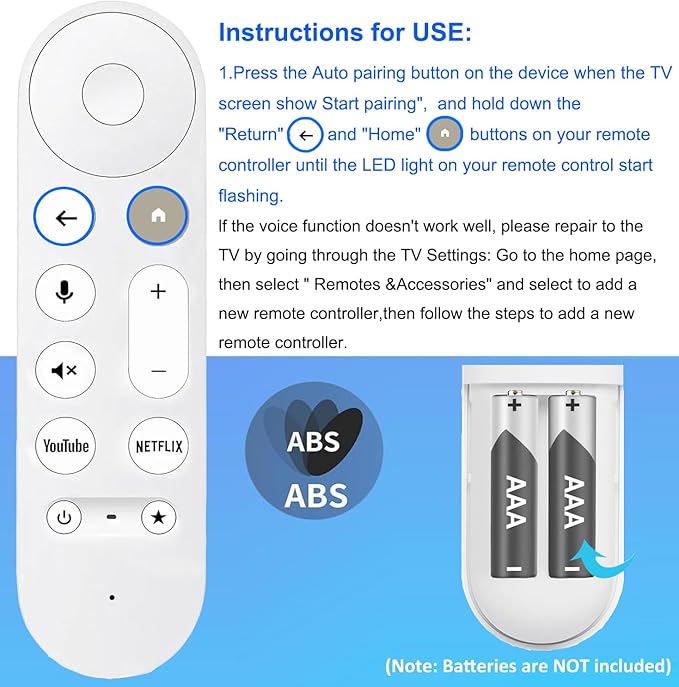 Upgrade New Replacemen Remote Voice Control Only for Chromecast-Google-TV 4K/ HD, for Google TV Streamer (4K) Box