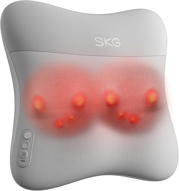 SKG Cordless Back Massager for Pain Relief Deep Tissue 4D Back and Neck Massager with Dual Sided Heat Gifts for Men and Women Dad Mom Grandpa