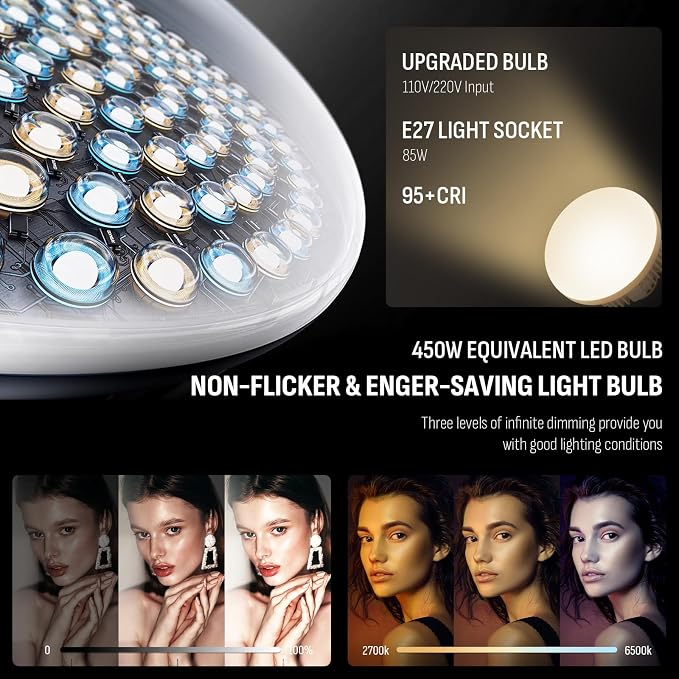 NiceVeedi 85W Photography Lighting, Remote Control, Studio Lights - Image 2