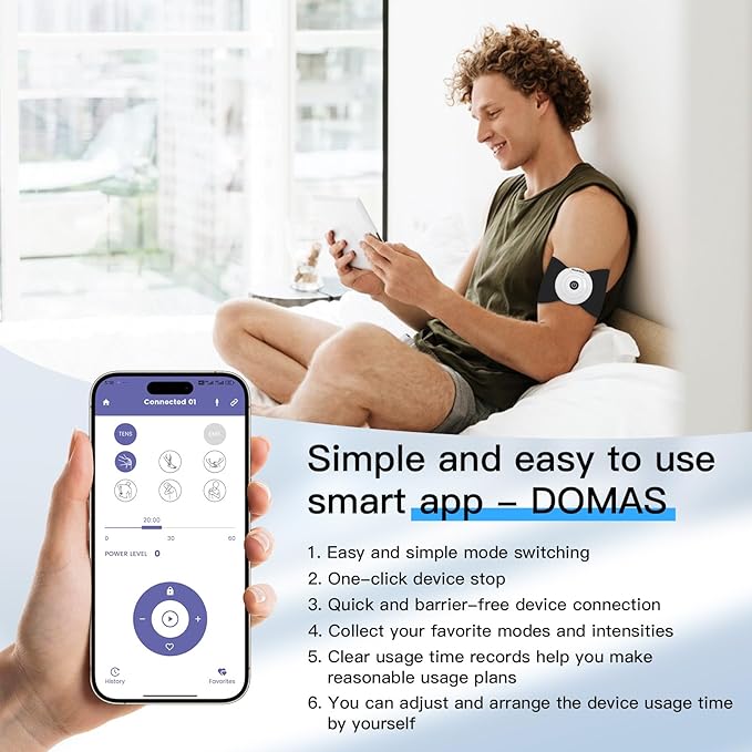 Wireless TENS & EMS Unit Back Pain Relief Massager - APP Controlled Bluetooth EMS Muscle Stimulator Machine for Back Shoulder Leg Neck Pain Relief (Black)