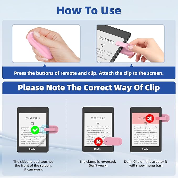 DATAFY Page Turner for Kindle Remote Control Page Turner Clicker for Kindle Paperwhite Oasis Kobo eReaders Reading Novels Kindle Accessories eBook Accessories with Storage Sleeves