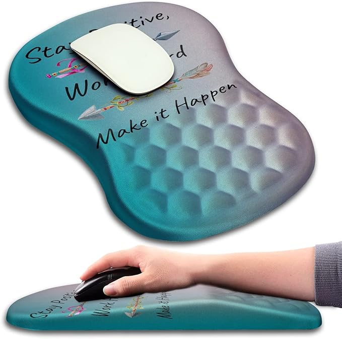 KUOSGM Mouse Pad Wrist Support, Ergonomic Mouse Pad with Massage Dot, Comfortable Computer Mouse Pad for Laptop, Wrist Rest Pain Relief Mousepad with Non-Slip PU Base for Office & Home, 12 x 8 in