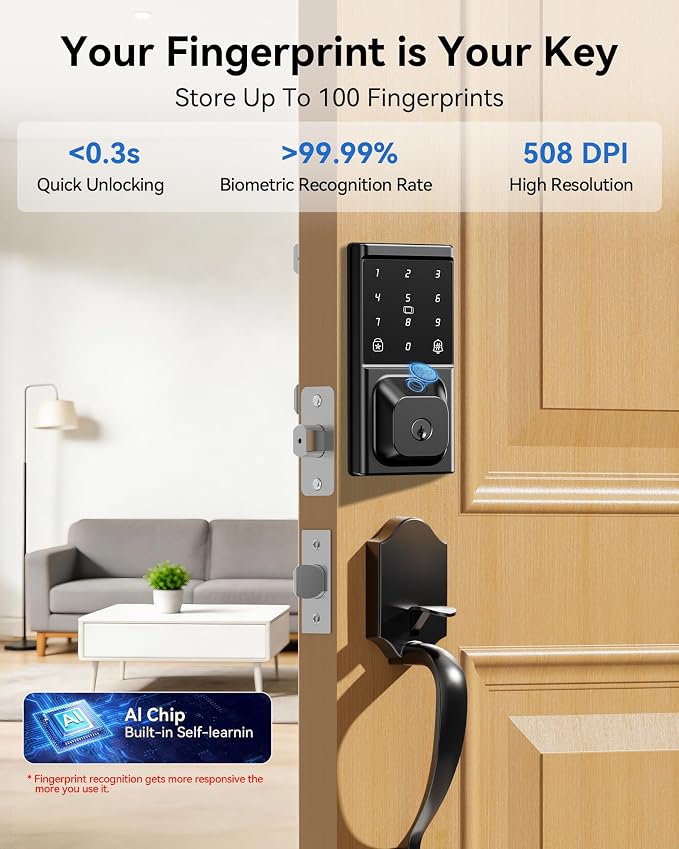 Smart Door Lock with Handle Set, Keyless Entry Door Lock - Image 3