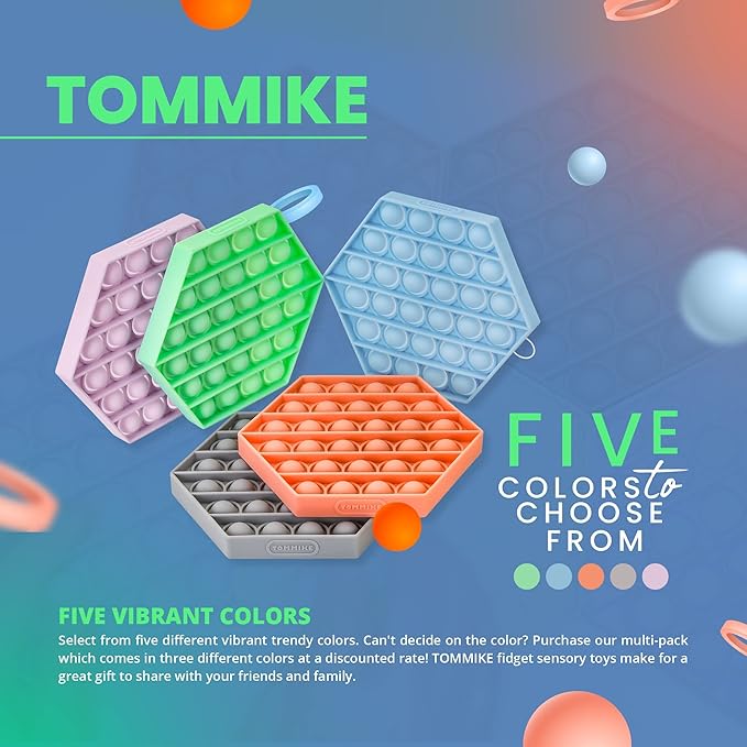 TOMMIKE Hexagon Push Pop Fidget Toy Bubble Sensory for Anxiety & Stress Relief Special Needs Autism Learning Office School Game Crafts Kids Adults (Green Ash)