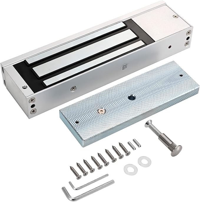 Electric Magnetic Lock 500KG 1200LBS Holding Force Electromagnet Lock 12V Fail Safe NC Mode Single Door for Access Control System/Metal Door/Fire Proof Door/Wooden Door/Glass Door etc. (500KG/1200LBS)