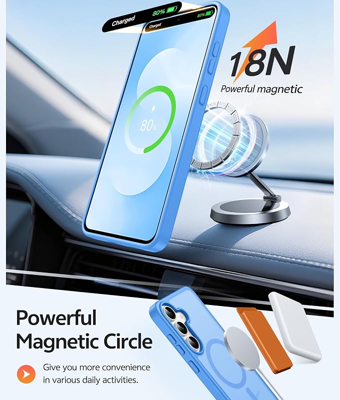 FNTCASE for Samsung Galaxy S25 FE Case: Magnetic Translucent Matte Military - Image 3