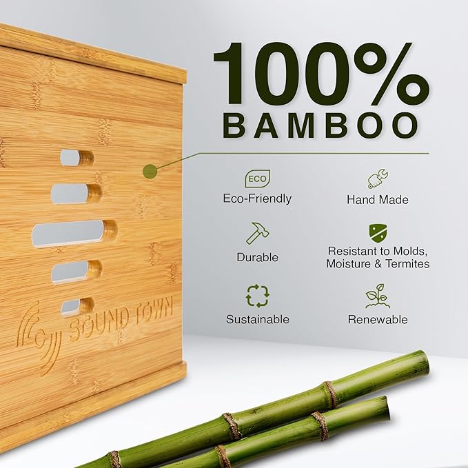 Sound Town DIY Solid Carbonized Bamboo Studio Rack with 11U Slant Mixer Top, 10U Front Rack, 2U Bottom Storage, Casters, Rubber Feet, for Recording Room, PA/DJ Equipment, Home-Audio (STBR-M11X12)