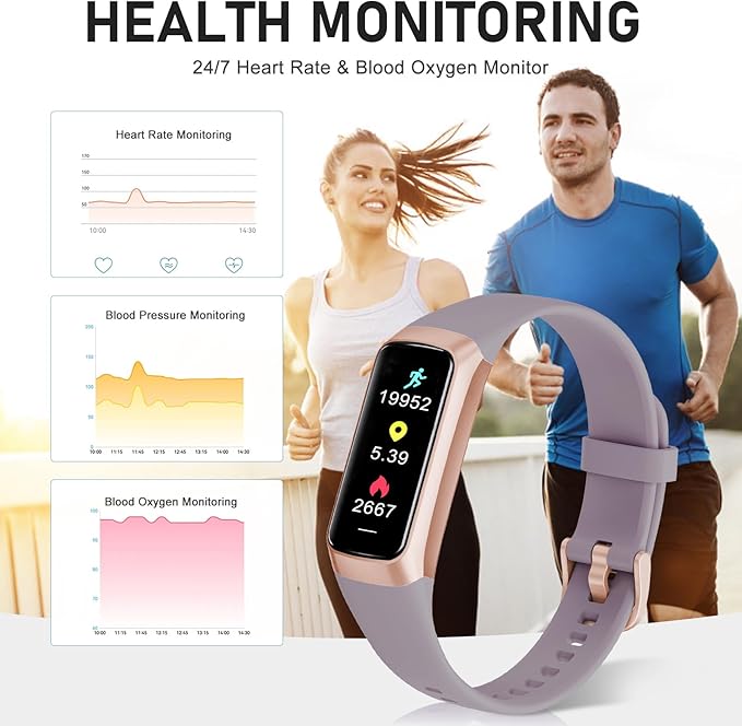 Fitness Tracker with 24/7 Heart Rate Blood Oxygen Sleep Monitor, 1.1" AMOLED Touch Screen Activity Tracker Smart Watches, IP68 Waterproof Step Counter Pedometer for Women Men