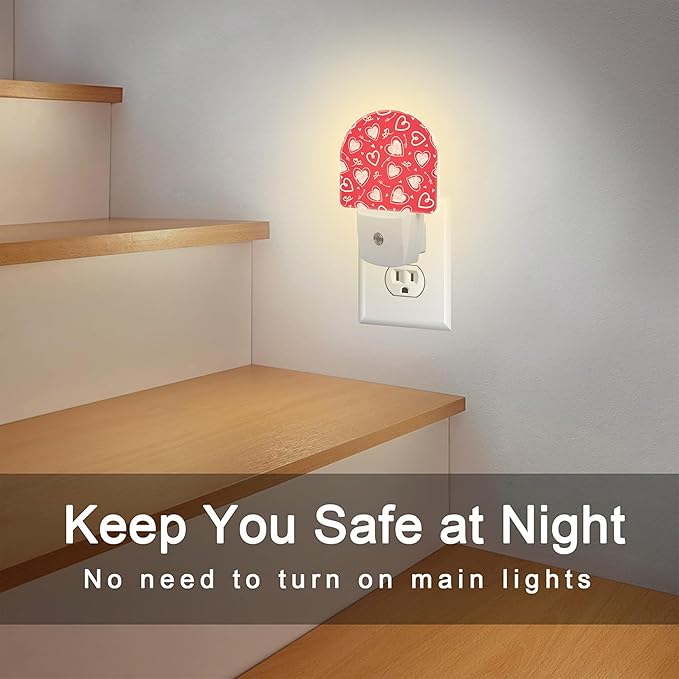 sndheke Valentine's Day Love Words and Arrow Night Light for Kids, Red Love Hearts Night Light Plug in with Dusk to Dawn Sensor,0.5w Energy Saving Nightlight for Hallway Stairway Kitchen Bedroom