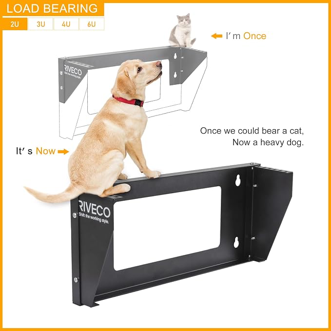 RIVECO 2U Wall Mount Rack for Network| Reinforced Heavy Load 66-99 LBS Small - Image 3