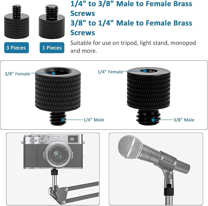 24 Pcs Camera Tripod Adapter, 1/4 to 3/8 Threaded Converter Camera Screw Mount - Image 5