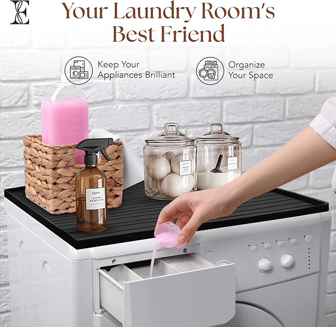 1 PC Washer and Dryer Top Cover Protectors 25" x 25", Laundry Machine Dust Guards (Onyx (Dark Grey))