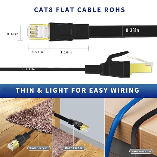 CAT8 Ethernet Cable 20ft, High Speed Heavy Duty Cat8 LAN Network Cable 40Gbps - Image 3