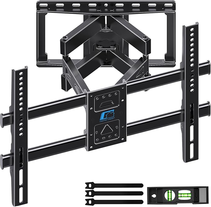 HOME VISION Full Motion TV Wall Mount for 32-85 inch TVs up to 132lbs, Fits 8”/ 12” /16” Wood Studs, TV Mount Wall Bracket with Dual Articulating Arms, Swivel, Tilt, Max VESA 600x400mm