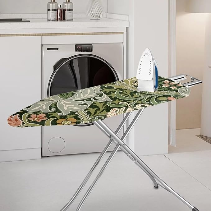ZXFYGDX Cover for Ironing Board, William Morris Prints Table Top Ironing Board Cover with Nylon Buckle Straps and Elastic Edges Easy to Install, Standard Size Suitable for 15x48 Inch Ironing Board M