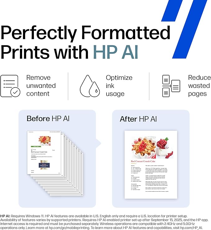HP Smart Tank 7301 Wireless All-in-One Ink Tank Printer, Scanner, Copier with 2 Years of Ink Included, Best-for-Home Office, Cartridge-Free Refillable, AI-Enabled (28B70A)