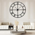 Ohweog Large Wall Clock for Living Room Decor – 60 Inch Silent Non-Ticking Modern Farmhouse Wall Clock, Oversized Decorative Metal Roman Numeral Clock (Pure Black, 60 Inch)