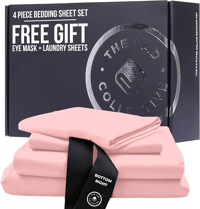THE LAD COLLECTIVE 3.0 California King Bedding Set - 4-Piece Bedset w/Fitted Sheet, Top Sheet & 2 Standard Pillowcases [Duvet Not Included] - Bamboo-Cotton - Acadia
