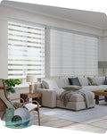 Yoolax Motorized Blinds with Remote, Electric Zebra Blinds for Indoor Windows, Room Darkening Smart Shades with Voice Control, Compatible with Alexa Google Home, APP Control, 33" W x 72" H, White