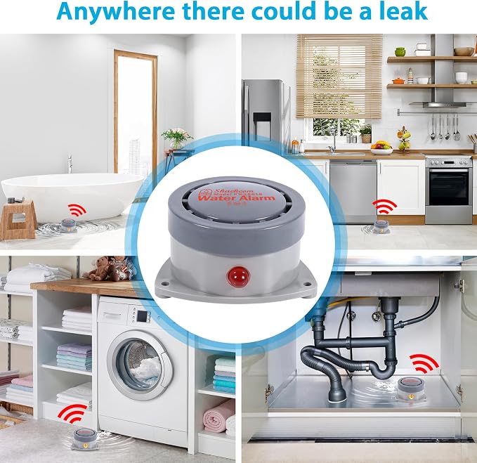 Water Leak Detector 5 Pack, Shackcom Water Alarm 110DB, Waterproof & - Image 5
