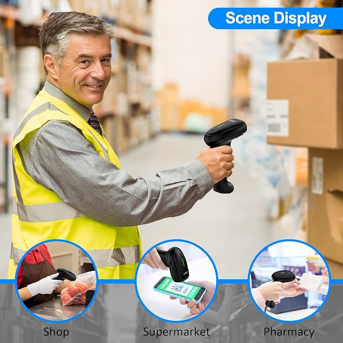 Symcode 2D Wireless Barcode Scanner, 1D QR Bar Code Reader Scanner Automatic - Image 8