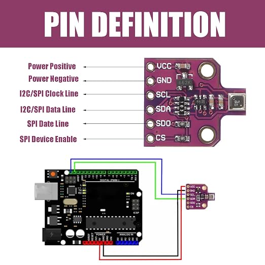 BME680 Digital Temperature Humidity Sensor Module 4 in 1 Sensor 3.3V/5V High - Image 2