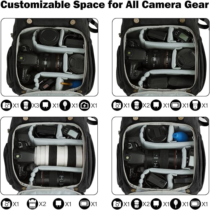 BAGSMART Camera Backpack, Large DSLR/SLR Waterproof Photography Bag Fit up to - Image 3