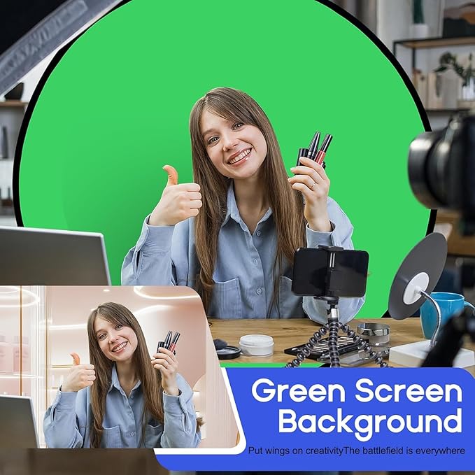 Portable Green Screen Chair, 57 in Greenscreen Backdrop with Stand Double Sided Foldable Green Background, Chroma Key, for Photography Streaming Gaming Photo Zoom Video Chats and Meeting
