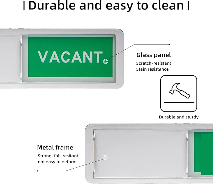Custom Vacant Occupied Door Sign with Sliding Function – In Use, Do Not Disturb, Out of Office, Reserved Empty, Clean Dirty, Meeting in Progress – Privacy Sign for Office Home