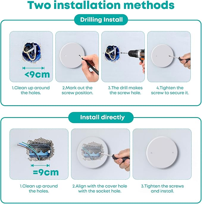 10 Pcs Smoke Detecte Cover Plate, 5 Inch Metal Round Blank Ceiling Cover Plate - Image 5
