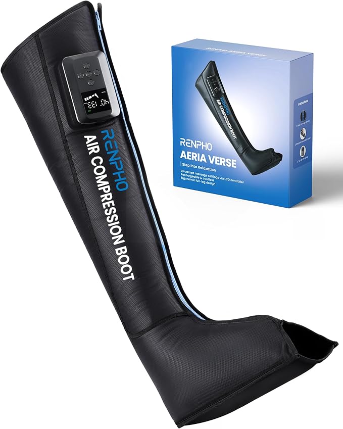 RENPHO Leg Massager with Smart Pressure Sensor, FSA Eligible HSA Foot Massage, Cordless Air Compression Recovery Boot for Pain Relief, Foot & Calve & Thigh Massager, Adapter Not Included,1 Pack