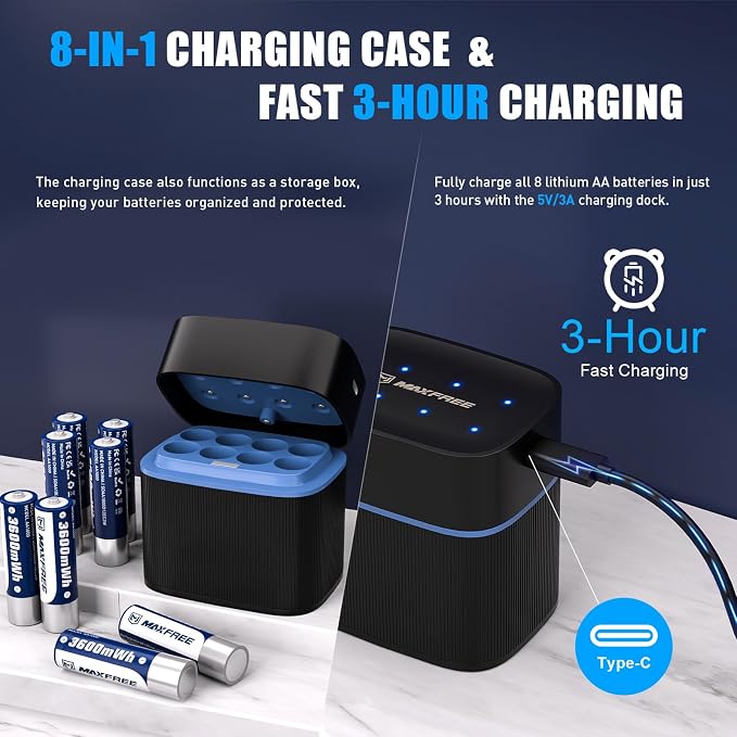 Maxfree Rechargeable AA Batteries Lithium - Image 6