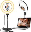 Desk Ring Light with Stand - 10.5'' Desktop Ring Light with Phone Holder for Video Recording, Circle Light for Computer Zoom Meeting Video Conference Lighting Video Calls Podcast Streaming