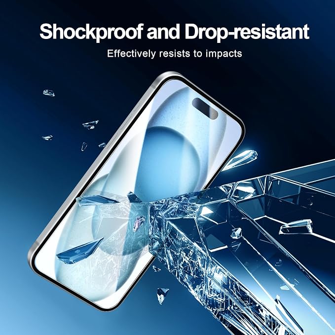 NEW'C 3x for iPhone 15 Screen Protector+ 3x Camera Lens Protector, Sensor - Image 6