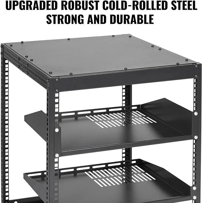 VEVOR 12U Open Frame Server Rack, 23-40 in Adjustable Depth, Free Standing or - Image 4