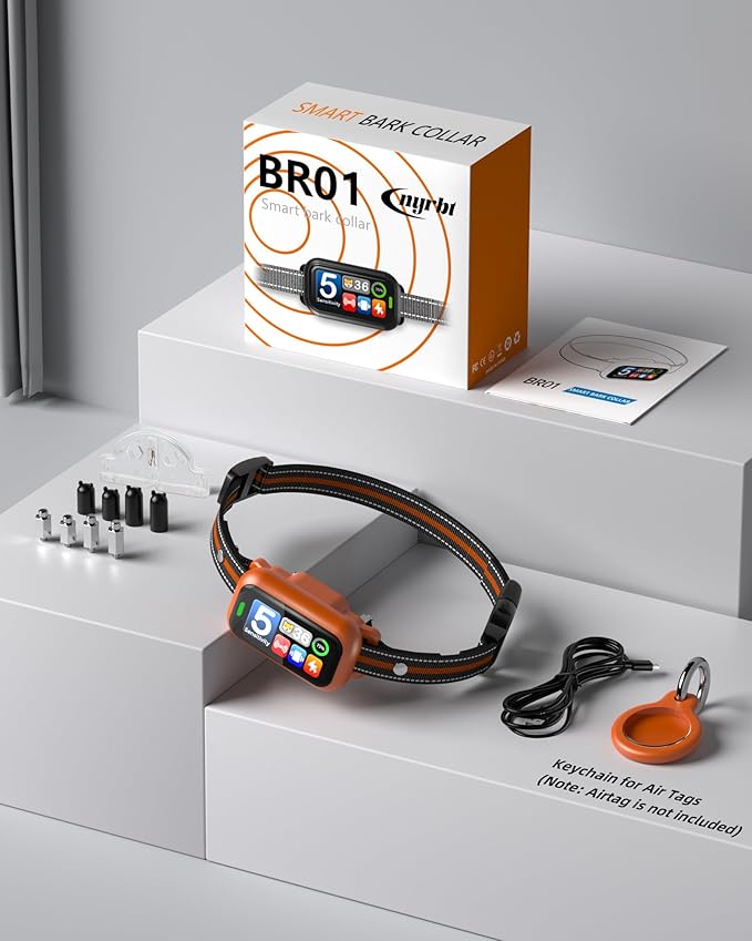Dog Bark Collar, 1 Second Stop Barking, Smart Humane Training Collar with Beep Vibration & Shock, Rechargeable Ultra-Light, IP67 Waterproof, 5 Adjustable Sensitivity
