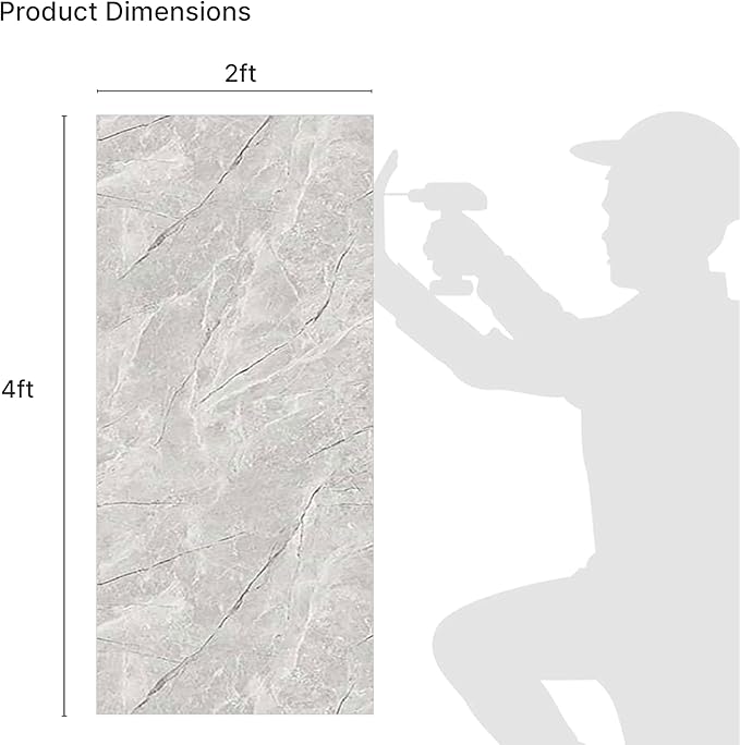 Dundee Deco Faux Marble Wall Panels - 2 ft X 4 ft - Glossy, Waterproof Indoor Wall Cladding - Tan, Grey Veins - Set of 4 - Covers 31 sq ft