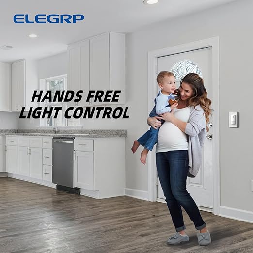 ELEGRP Matte White Single Pole Occupancy Motion Sensor Light Switch, Need Neutral Wire, 120° Sensor Coverage PIR Infrared Motion Activated, for CFL/LED/MLV/INC/HAL/Fan, UL,10 Pack