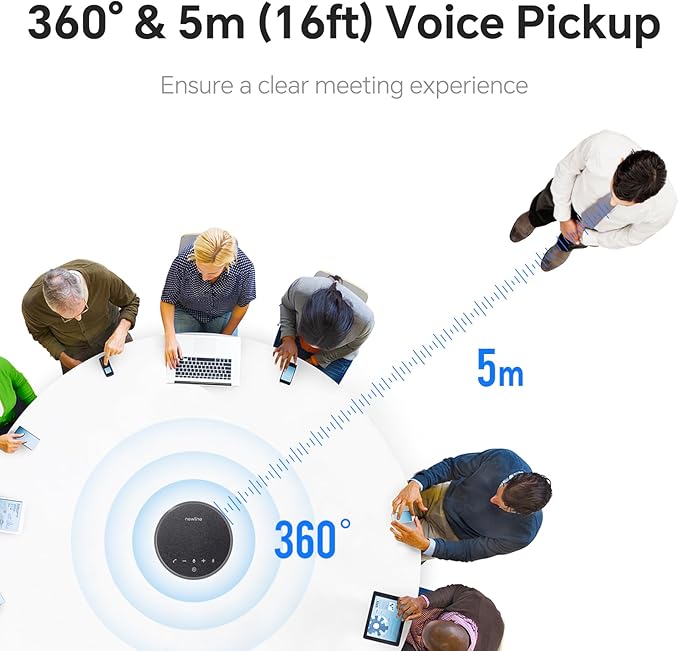N newline Conference Speaker and Microphone, 2 Mics 360° Voice Pickup, AI Noise Reduction & Clear Calls, USB & Bluetooth Speakerphone, Up to 12H Call Time, for Small-to-Mid Meetings & Home Office