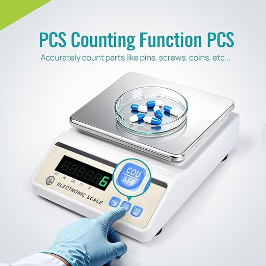 LICHEN Lab Analytical Balance 1000gx 0.1g with LED Display, Tare & Counting Function，G/ct/oz/lb Units- High Precision Scale for Kitchen, Lab, Pharmacy, Jewelry(No Test Weight)