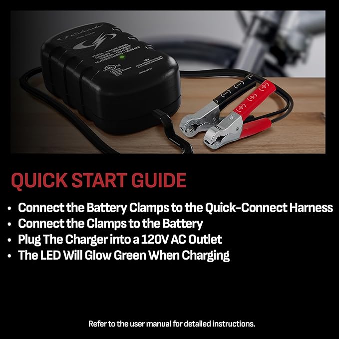 Schumacher Electric 0.8A Car Battery Charger and Maintainer, 2-in-1 Solution, for 12V Power Sport, Automotive, and Marine Batteries, SC1299