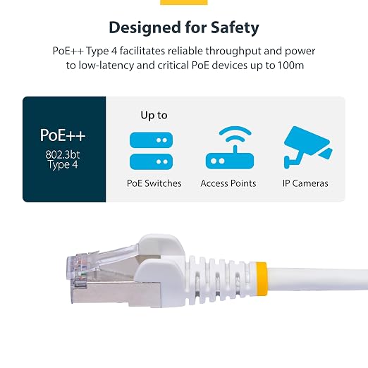 StarTech.com 1ft White CAT8 Ethernet Cable, Snagless RJ45, 100W PoE++, 26AWG - Image 5