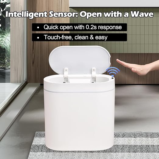 ELPHECO Bathroom Motion Sensor Trash can 2.5 Gallon Automatic Garbage Can - Image 2